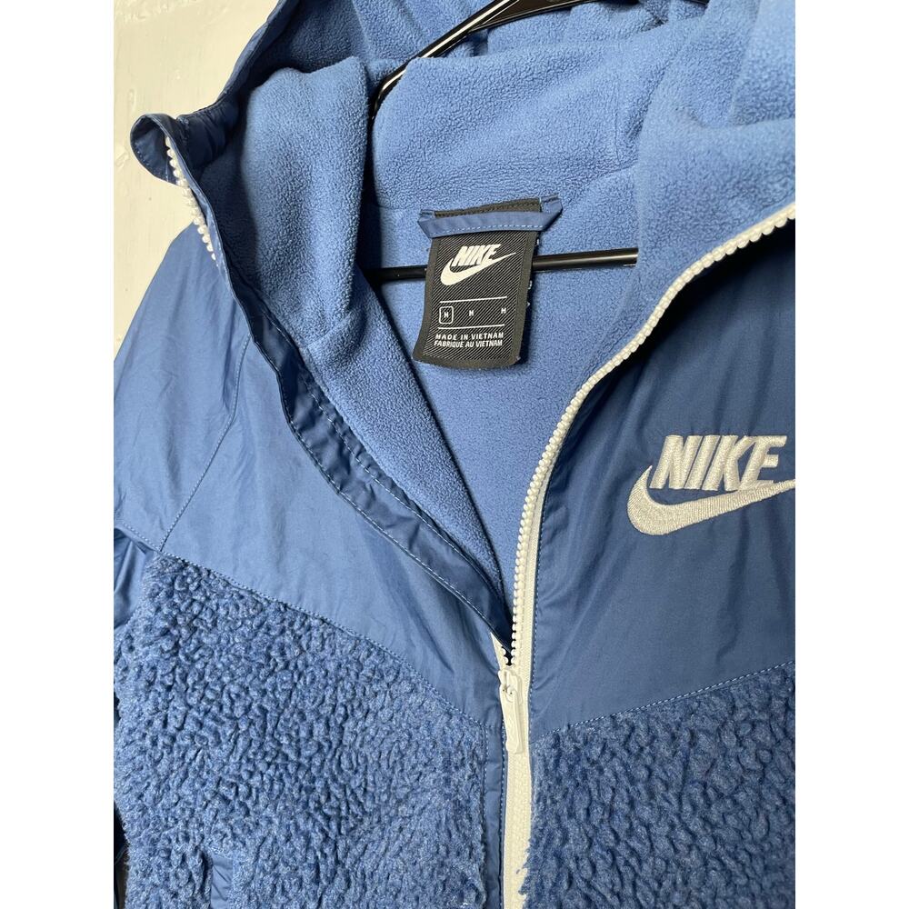 Nike Kids Boys Sportswear Sherpa Windrunner Hooded Jacket Blue Size Medium - Picture 4 of 7